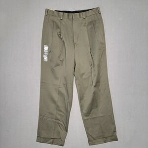 AXIST Mens Khaki Pleated Front No Iron Cotton Pants 33x30 Earth NWT